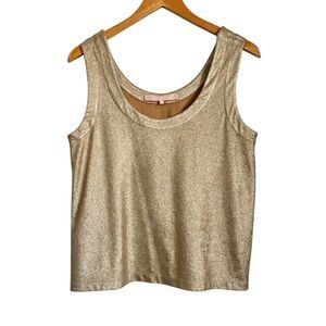Valerie Khalfon Womens Faux Suede Tank Top Sz 40 US Large Metallic Gold